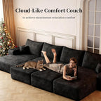 135.4" Oversized Cloud Modular Sectional Sofa, U-Shaped Couches with Ottoman for Living Room, Deep Seat Boneless Couch, 1600lb Weight Capacity, No Assembly Required (Black, Right Facing Chaise)
