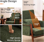Accent Chair with Wooden, Mid Century Modern Living Room Chairs with Soft Armrest, Reading Pottery Barn Accent Chair, Chenille Armchair, Comfy Side chair with Lumbar Pillow for Lounge, Green