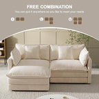 Modular Sectional Sofa, 76.7 Inch L-Shaped Cloud Sofa with Deep Seat Comfortable Chenille Sofa with Cushion Double Sectional Sofa for Living Room Apartment,Light Coffee