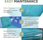 Outdoor Chair Cushion Set of 3, Waterproof Outdoor Seat Cushions 25x22 , Patio Chair Cushions for Outdoor Furniture, Couch Cushion Replacement, Include 3 Back & 3 Seat Cushions, Button/CyanBlue