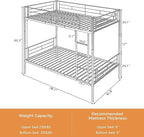 Merax Bunk Bed with Ladder and high Guardrail, Able to Split, Metal Bunk Bed, Storage Space, Noise Free,Twin Over Twin Size,Black