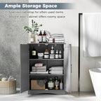 Tangkula Bathroom Floor Storage Cabinet, 31.5" H Freestanding Pantry Cabinet with 2 Doors and Adjustable Shelves, Kitchen Cupboard for Living Room, Dining Room, Bathroom (Gray, 31.5" H)