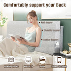 Upholstered Full Headboard, No Tools Needed, Wall Mounted Headboard with Removeable Washable Linen, Multi-Functional Backrest (Grey)