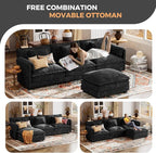ELUCHANG 150" Modular Sectional Sofa, Comfy Deep Seat Cloud Couch, 6 Seater U Shaped Modern Sofa with Removable Cover for Living Room, Apartment, DIY Combination, Chenille Black