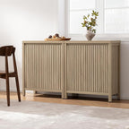 SICOTAS Sideboard Buffet Cabinet with Storage, Fluted Credenza Console Cabinet with Adjustable Shelves, Farmhouse Coffee Bar Storage Cabinets for Kitchen, Living Room, Entryway, Light Oak, 3 PCS