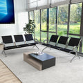 Kinsuite 2pcs 3-Seat Waiting Room Bench - PU Leather Waiting Room Chairs with Arms, Reception Chairs Guest Chair for Office Airport Bank Salon, Black