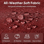 10-Piece Outdoor Patio Cushion Set - Fade & Water Resistant with Removable Olefin Cover, 22x24x4 Inch Memory Foam Cushions for Wicker Sectional Sofa – Red/Buckle