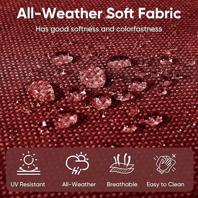 Patio Chair Cushions 4 Packs - Outside High Back Thick Water-Resistant Cushion 22x24 with Zipper Cover for Outdoor Glider Rocking Chairs Loveseat Couch – Red/Buckle