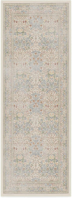 RUGGABLE x Morris & Co Machine Washable Runner Rug – Blackthorn Ivory Blue 2.5x7, Stain-Resistant, Non-Slip – Washable Rug for Hallway, Entryway, Living Room & Kitchen–with Standard Pad