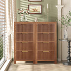 Modern 8-Drawer Solid Wood Dresser with Fluted Front & Gold Handles, Multifunctional Tall Storage Chest, for Hallway, Entryway, Walnut X2
