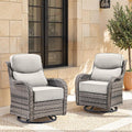 Swivel Patio Chairs Set of 2 with 6" Thick Cushion - Wicker Outdoor Swivel Rocker Patio Chairs, High Back Comfortable Outdoor Glider Chairs 360° Rotation Glider Gray Wicker - Beige Cushion