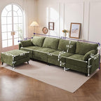 135'' Modular Sectional Sofa with All Seats Storage, Oversized L Shaped Couch for Living Room,4-Seater Comfy Cloud Couches with Movable Ottoman,Big Sectionals for Bedroom,Velet,Green