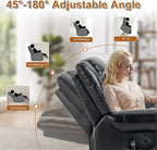 Luxlen Power Lift Recliner Chair for Elderly, Dual Motor Massage Recliner with Lumbar Heat, Heavy Duty Motion Mechanism Lift Chair with Charge Ports, Genuine Leather - Black