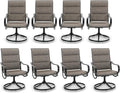 PHI VILLA Patio Swivel Dining Chair, Outdoor Metal Chairs with Padded Textilene, All Weather Patio Chair for Lawn Garden Poolside, Set of 8