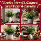 2PCS Artificial Pine Branches with Red Berry Pine Cones Artificial Needles Branches Greenery Stems Fake Greenery Floral Arrangements