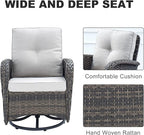 HUMMUH Patio Furniture 7-Piece Outdoor Conversation Set,All-Weather PE Wicker Loveseat Swivel and Rocking Chairs,Tables for Backyard,Poolside,Deck