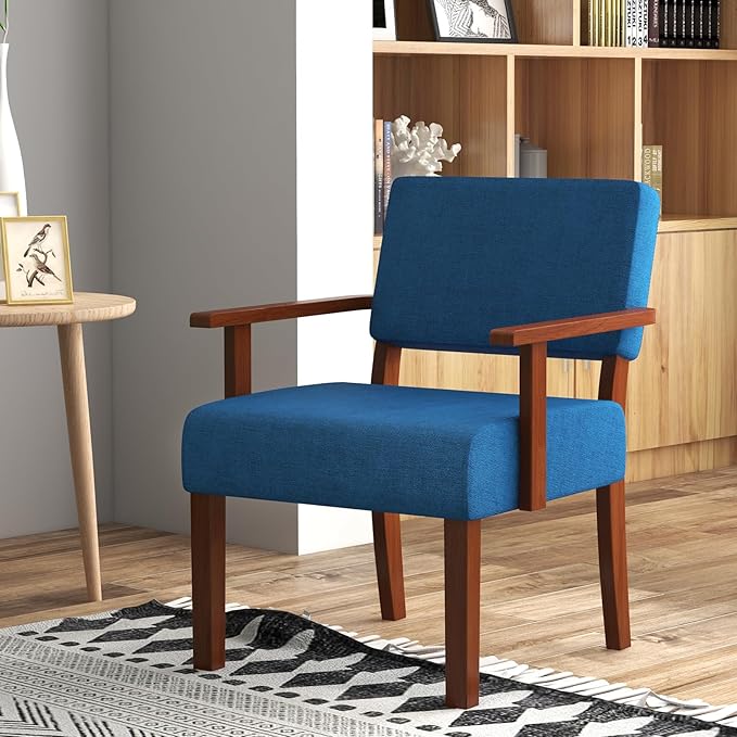 Giantex Modern Accent Chair Set of 2, Linen Living Room Arm Chair w/Soft Padded Seat & Backrest, Rubber Wood Frame, Mid Century Upholstered Reading Chair for Living Room, Bedroom, Reception, Grey