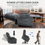 FLEXISPOT XL5 Dual OKIN Motor Power Lift Recliner Chair for Elderly, Lay Flat Electric Recliner with Massage & Heat, USB Ports, Fabric Reclining Sofa for Living Room Bedroom, Grey