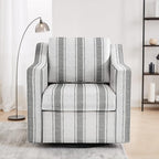 UIXE Swivel Accent Chair, Fabric Upholstered Arm Chair for Living Room, Modern Club Armchair Comfy Single Sofa Bedroom Reading Seat with Lumbar Pillow - Stripe Gray