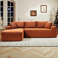 108" Cloud Sectional Couch,Modern Modular Sectional Sofa with Deep Seat,Corduroy Boneless Couches with L-Shape Chaise for Living Room,No Assembly Required (Orange, Left Facing Chaise)