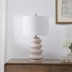 JONATHAN Y JYL5506A Juniper 26" Modern Minimalist Resin Stacked Ovoid LED Lamp for Living Room, Family Room, Dining Room, Bedroom, Hallway, Office, Antique White