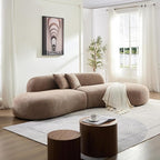 135.4" Oversized Curved Sofa, Modern Minimalist Comfy Sectional Couch, Upholsted Boucle Luxury Sofas Chaise, 6 Seater Modular Couches for Living Room Home Office Apartment((Right Facing,Camel)
