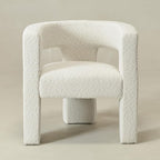 KINWELL 28" W Modern Boucle Accent Chair, Mid Century Upholstered Square Armchair, No Assembly Single Sofa Side Chair for Living Room Lounge Bedroom (Cream)