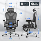 FLEXISPOT ErgoX Premium Ergonomic Office Chair with Footrest- Adjustable 3D Armrests, Dynamic Lumbar Support, Recline & Tilt Function, Mesh Seat, for Home & Office Use,Dark Grey