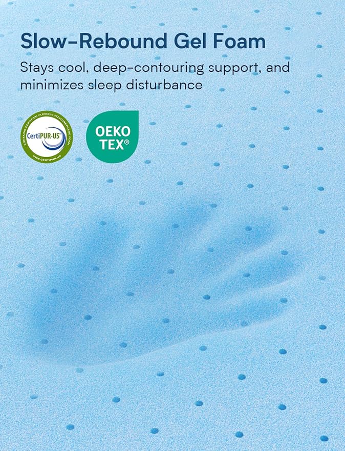 Twin Mattress Firm, 12 Inch Cooling Gel Memory Foam Mattress, Back Pain Relief, Cooling Ice Silk Cover, Bed Mattress in Box, CertiPUR-US Certified