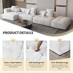 WJShome Oversized Modular Sectional Sofa, V Shaped Couch with Ottoman,Sectional Couches for Living Room,Large Linen Deep Seat with Pillow Couches for Home,Spacious Space,White