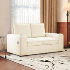 Furnimart 3-Seater Living Room Set Teddy Fabric, 58" Wide Loveseat & Accent Chair with USB Chargers, Cup Holders & High-Density Foam, Modern Sofa & Armchair Set for Apartment, Living Room(2 Colors)