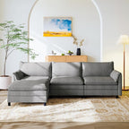 FLEXISPOT SF6 Cloud Sectional Couch for Living Room with Reversible Ottoman, 100.4" L-Shaped Modular Sectional Sofa with Storage, 3-Seater Comfy Sofa Couch for Apartment, Chenille Gray