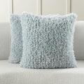 FUTEI Light Blue Decorative Throw Pillow Covers 16x16 Inch Set of 2,Soft Fluffy Faux Wool Fur Boucle Textured Cushion Case,Modern Home Decor for Couch Bed Living Room Office