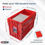 BCW Short Comic Book Bin | Holds 150 Comics | Stackable Plastic Storage | Acid-Free Organizer | Red, Single