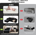 107.5" Cloud Sectional Couch with L-Shape Chaise,Modern Modular Sofa with Deep Seat, Upholstered Couches for Living Room Bedroom Apartments,No Assembly Required, (Black,Left Facing Chaise)