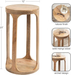 Kate and Laurel Dahl Wooden Round Drink Table; 12 x 23; Natural Brown; Transitional Boho Circle Wood Accent Pedestal Table for Living Room Plant Stand or Small Bedroom Nightstand