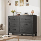 GarveeHome 6 Dresser for Bedroom, 47 in Wide Drawer Dresser with Storage Freestanding, Wooden Closet Storage Chest for Living Room, Bedroom, Entryway, Black