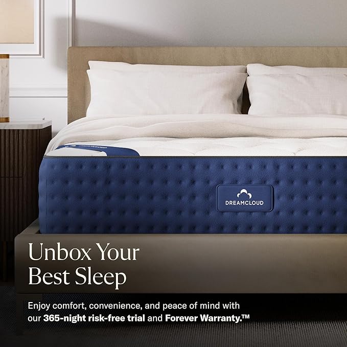 DreamCloud 12" King Mattress - Luxury Gel Memory Foam - 365 Night Trial - Premium Pressure-Relieving Layers - Forever Warranty - CertiPUR-US® Certified