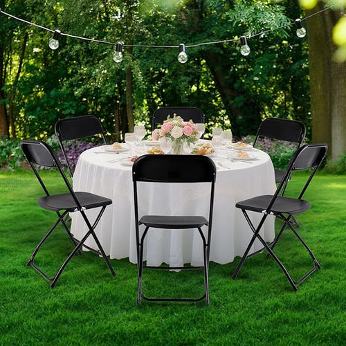 10 Pack Black Folding Chairs, Portable Stackable Commercial Foldable Chair, Indoor Outdoor Plastic Folding Chair for Events/Office/Home/Wedding/Party, 400lbs Capacity