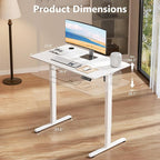 Electric Standing Desk 40 x 24 Inches, Height Adjustable Sit Stand Home Office Computer Desk with Memory Presets,White
