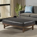 Christopher Knight Home Hillman PU Ottoman with Wood Frame,Rectangular Upholstered Footrest Bench,Non Storage Faux Leather Ottoman Bench for Living Room Bedroom Entryway Home Decor,Brown