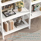 Homykic Double Wide Bamboo Bookshelf White, 6-Tier Large Open Bookcase with 12 Display Shelves, 6ft Tall Freestanding Book Shelf for Home Office, Bedroom, Living Room, Plants