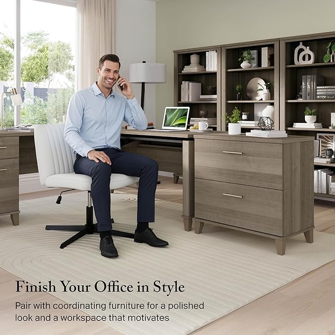 Bush Furniture 2 Drawer Lateral File Cabinet, Letter and Legal-Size Document Storage for Home or Professional Office, Somerset Collection, Ash Gray