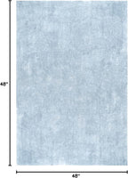 nuLOOM 4' Square Cozy Plush SuperiorWash Area Rug, Machine Washable, Non-Slip, Soft Fluffy Shag Carpet for Living Room Bedroom Kids Room Nursery Home Decor, Loni Light Blue