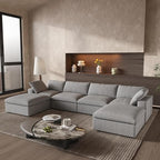 160.6'' Cloud Couch Modular Sectional Sofa with Thick Cushion,U Shaped Sofa Convertible Couch with Storage Ottomans for Living Room,Cover Washable & Removables