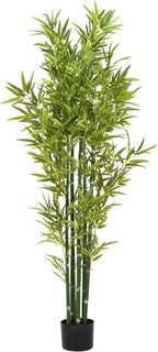 Christopher Knight Home Alene Set of 2 72''H Artificial Tree Indoor, Artificial Bamboo Tree with Nursery Pot, Faux Tree with Black Plastic Pot for Living Room, Artificial Plant for Home Decor, Green