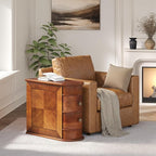 LITTLE TREE End Table Set of 2, No Assembly Required Wood End Table with 2 Drawers, Sofa Side Table for Living Room, Vintage Slim Nightstand Bedside Table for Bedroom