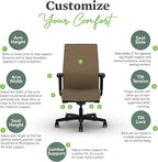 HON Ignition 2.0 Mid Back Task Chair, Spectrum Mesh, Advanced Synchro-Tilt Control, Office Chair with Lumbar Support, Height and Width Adjustable Arms, Black Frame, Quicksand