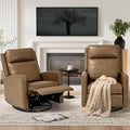 COLAMY Recliner Chair Set of 2, PU Leather 360° Swivel Rocker Recliner, Nursery Glider Recliner with Ergonomic High Backrest and Upholstered Deep Seat for Living Room, Bedroom, Color Brown
