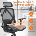 Ergonomic Office Chair with Lumbar Support, 3D Adjustable Armrest, Mesh Home Office Desk Chairs, Swivel Computer Chair, High Back Reclining Executive Office Chair,400lbs Capacity (Black)